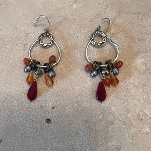 SILPADA 925 RADIATE EARRINGS PEARL PYRITE COPPER W2420 VGUC